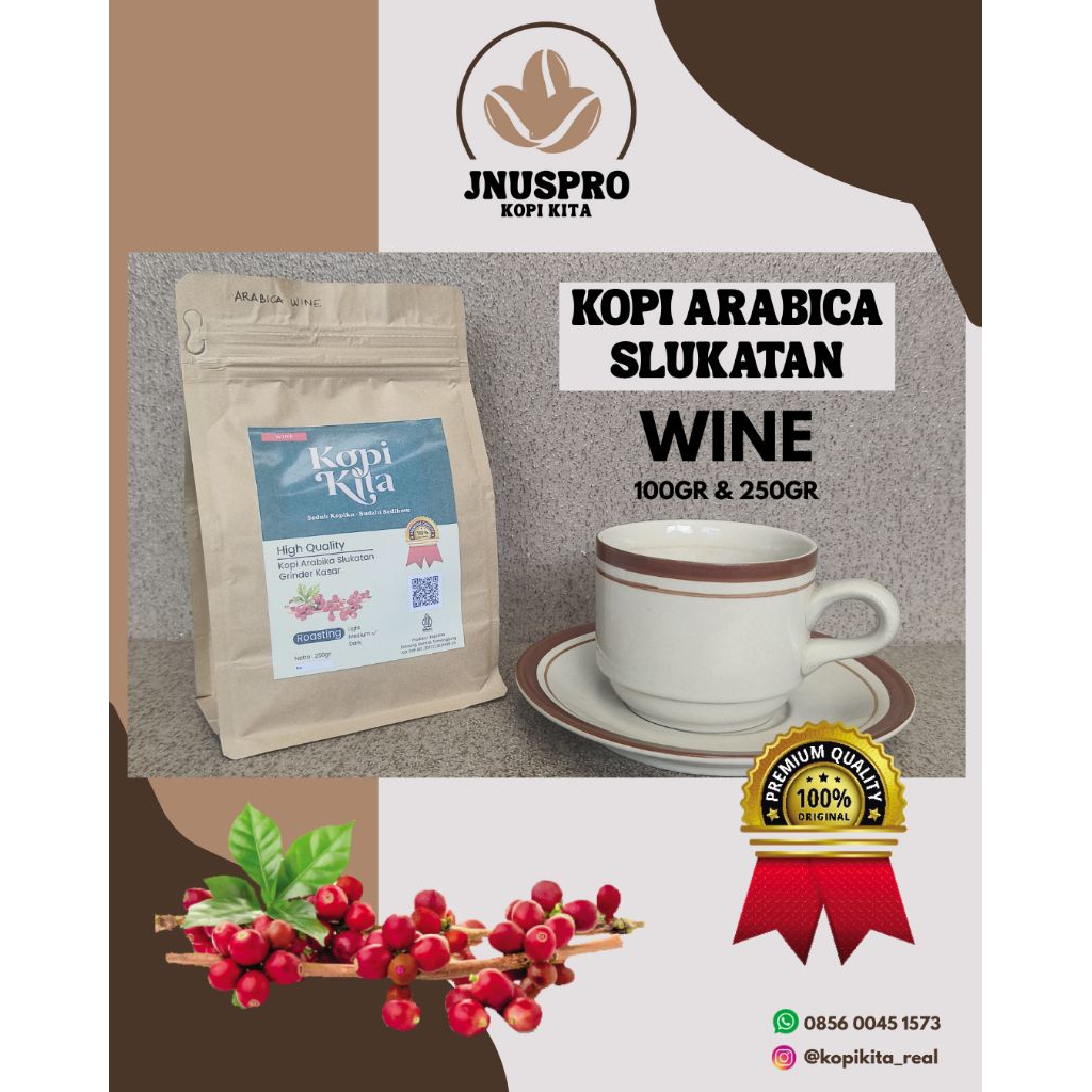 

Kopi Arabica Wine Slukatan Wonosobo – 100% Murni Petik Merah 100gr dan 250gr (Grinder Halus)