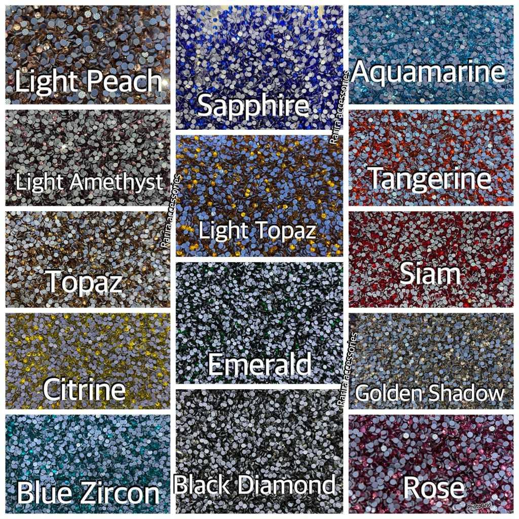 Premium Rhinestones hotfix Swarovski ss6 warna warni payet tempel mote gosok