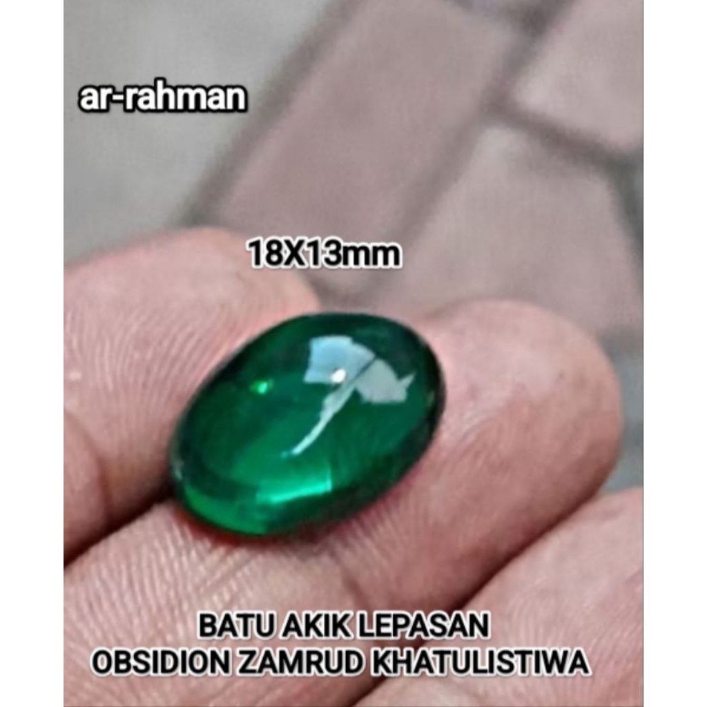 3 BUTIR BATU AKIK LEPASAN ZAMRUD KHATULISTIWA OBSIDION 18X13mm BATU ALAM ASLI