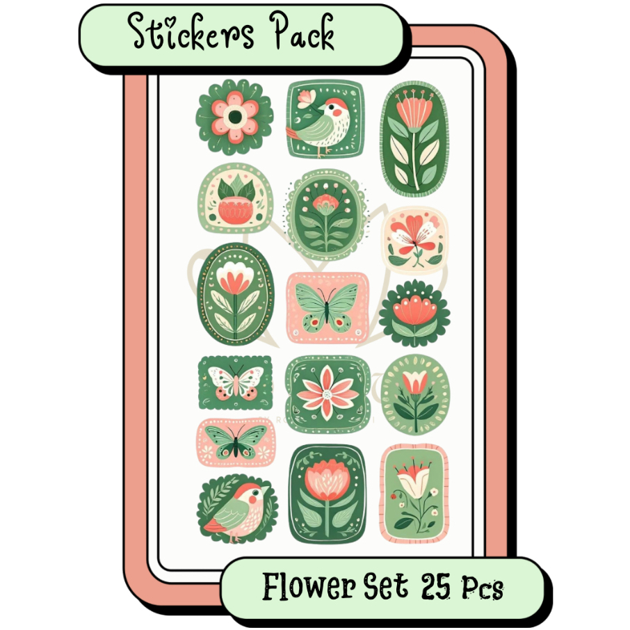 

Sticker Aesthetic Flower Set (25 Pcs) Sticker Pack Flower Anti Air Laminasi