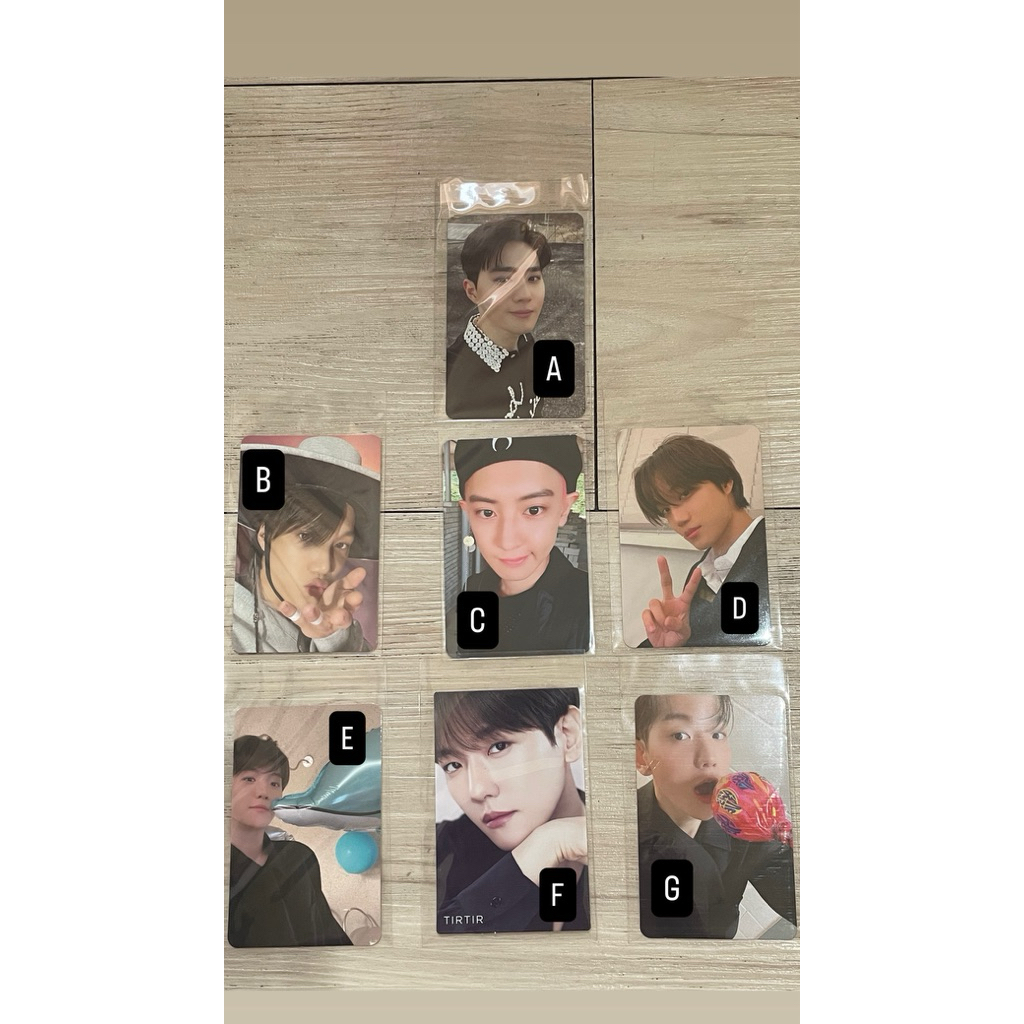 EXO OFFICIAL PC (photocard) , baekhyun tirtir Bambi delight, KAI peaches , SUHO grey suit , chanyeol