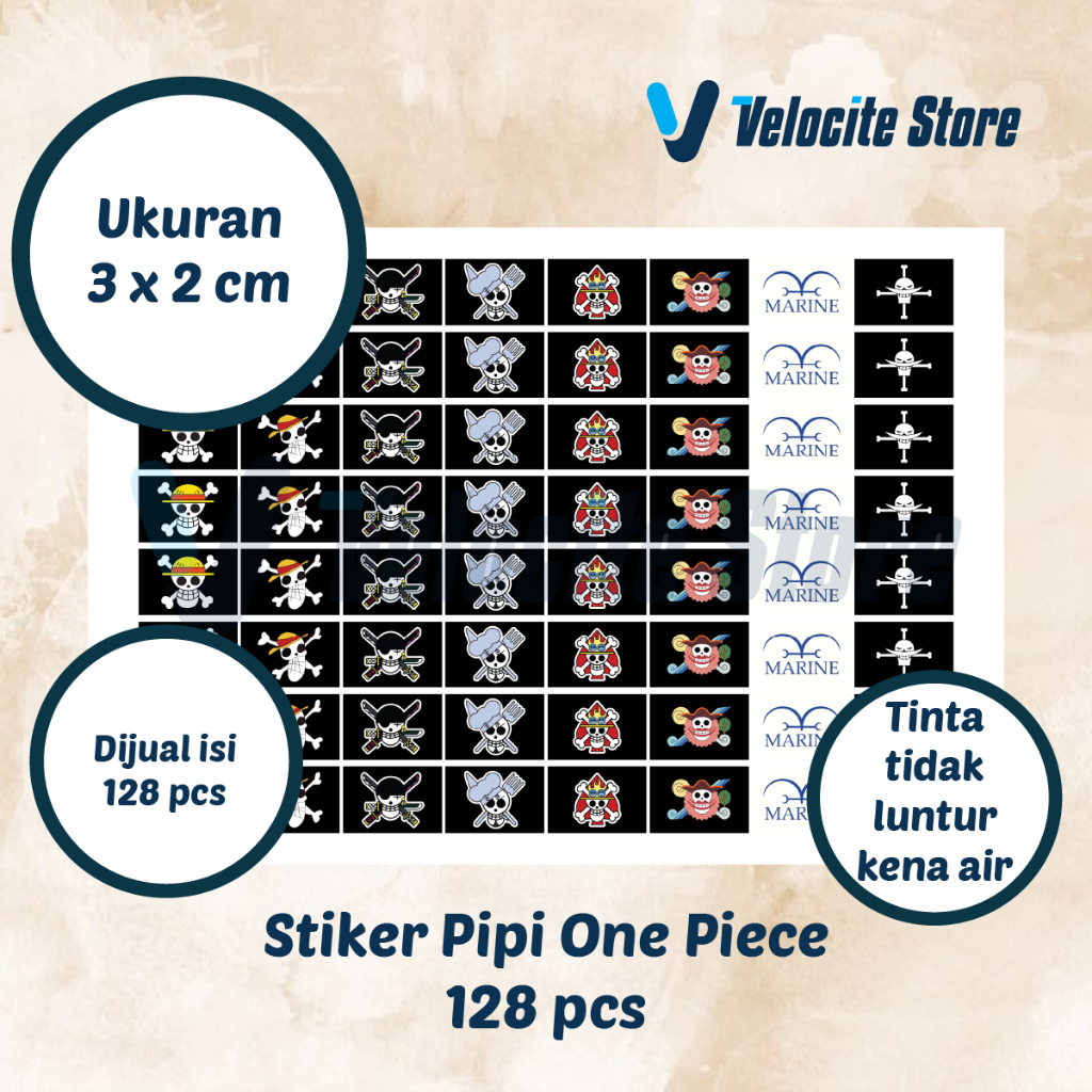 

Stiker Pipi Bendera One Piece 128 pcs
