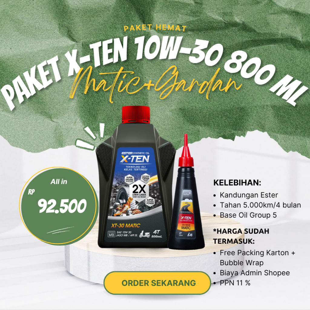 Paket Oli Xten Ester Matic 10W 30 800ml & Oli Xten Gear Matic Gardan 120ml
