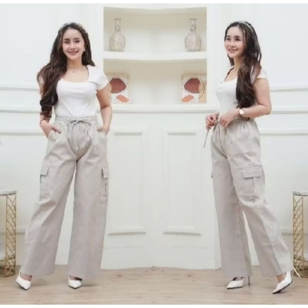 Celana cargo wanita-Celana wanita kulot cargo kekinian