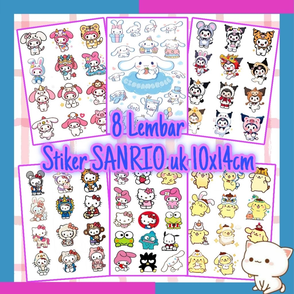 

Stiker sanrio isi 8 lembar | stiker Hiasan Diary Laptop Buku Scrapbook Journal