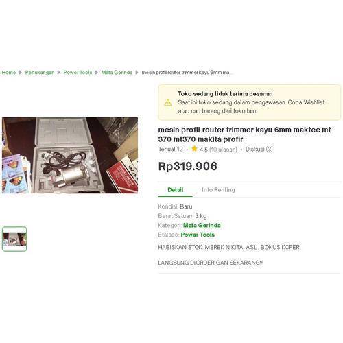 

mesin profil router trimmer kayu 6mm maktec mt 370 mt370 makita profir