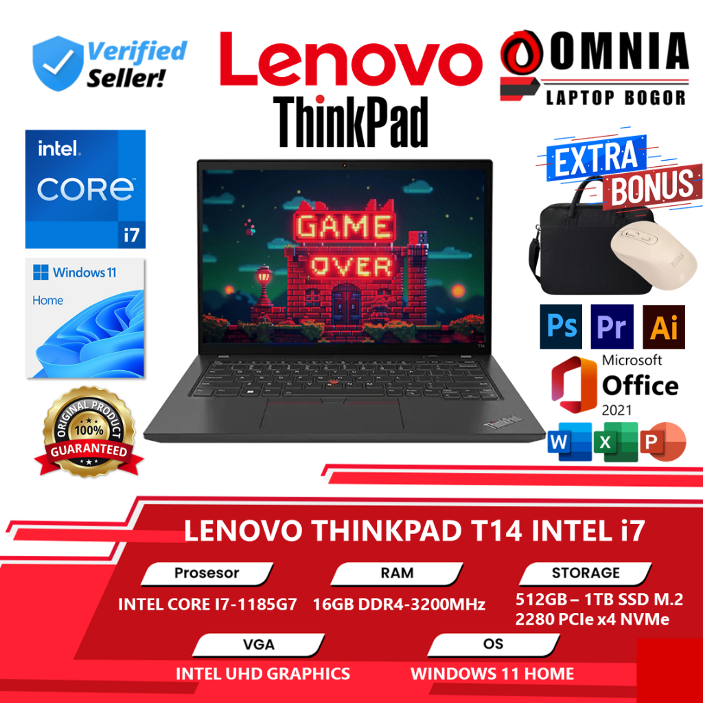 Laptop Lenovo ThinkPad T14 Intel Core i7 1185G7 RAM 16GB 1TB SSD 14" FHD IPS Windows 11 Pro + OF2021