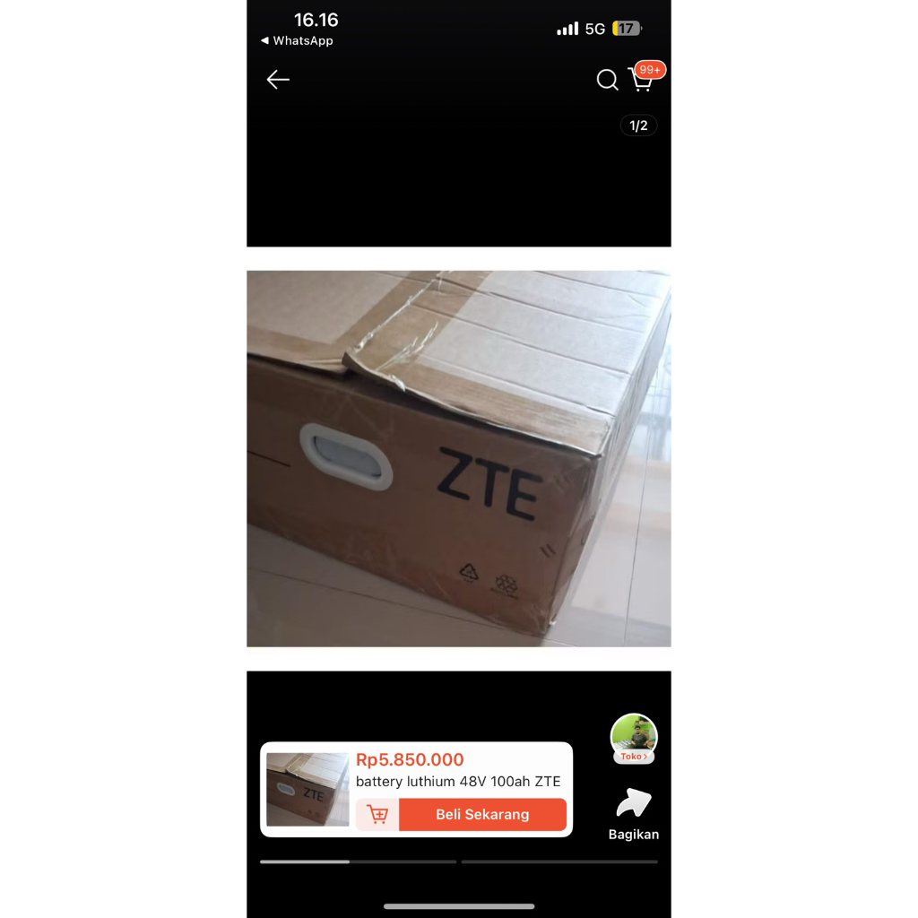 battery luthium ZTE 48v 100 ah