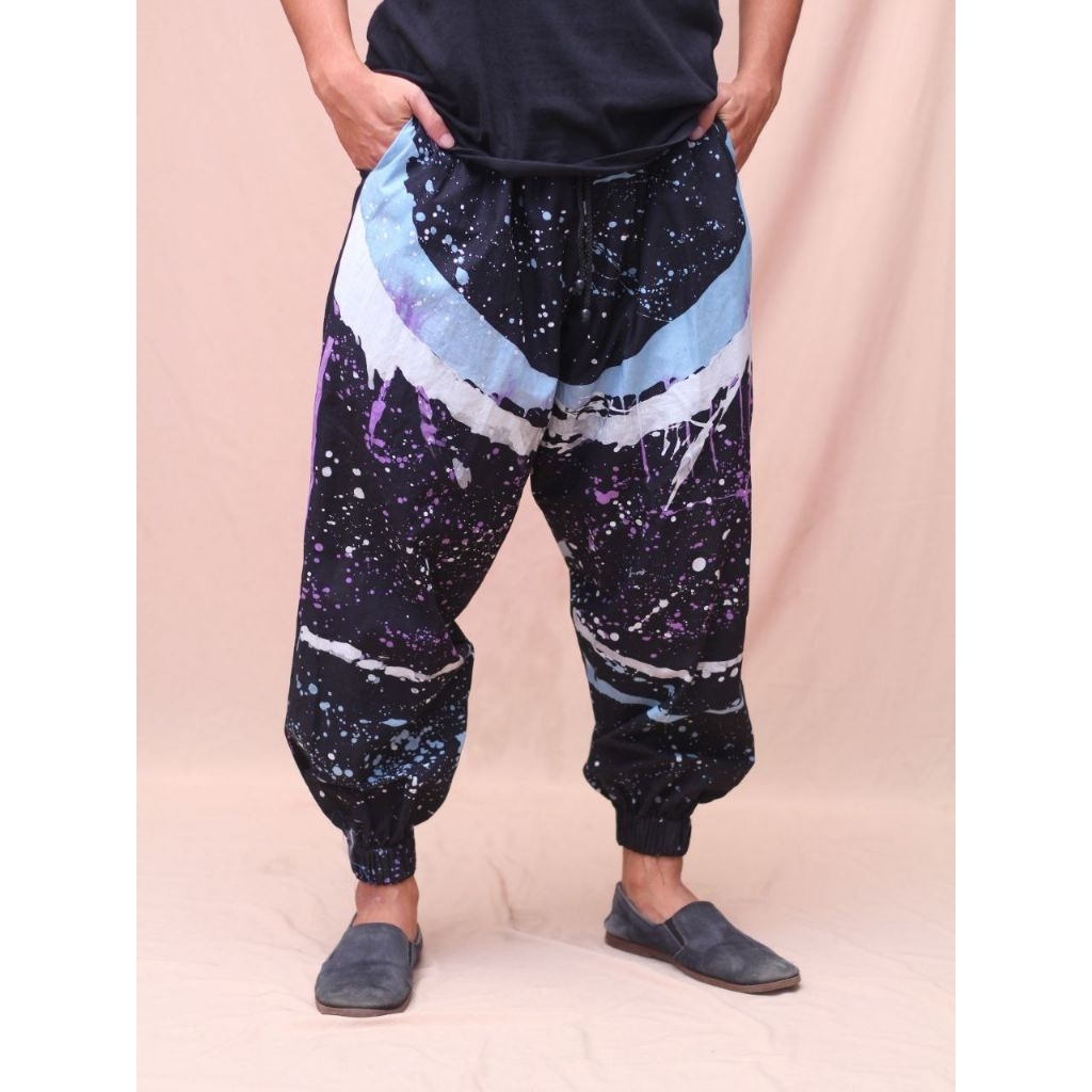 Celana Joger Batik Abstrak Original Handmade (bukan printing) motif Ombak Peteng