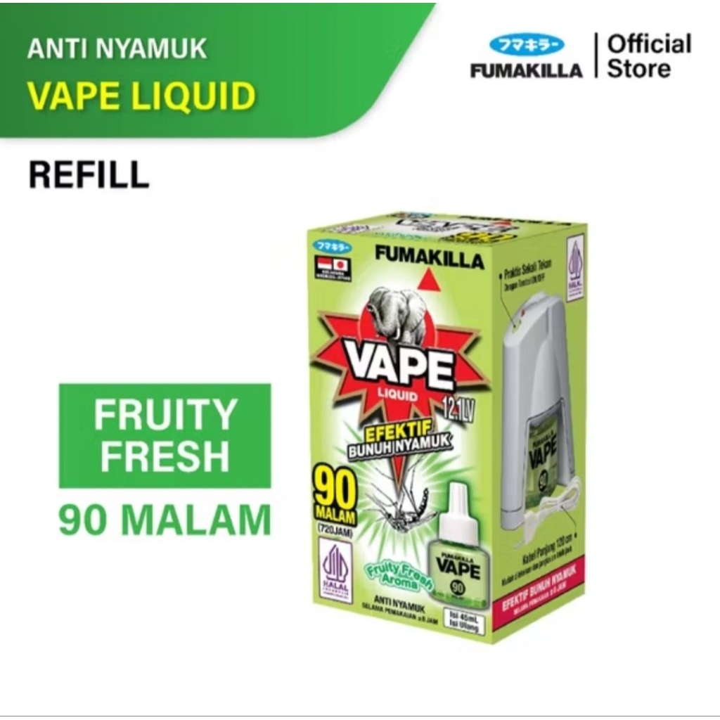 Fumakilla Vape Liquid Refill Fruity Fresh 90 Malam