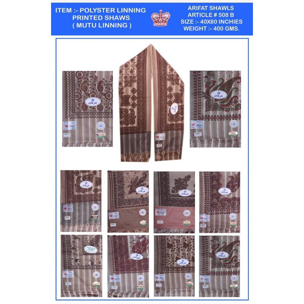 Sorban Kashmiri Arifat Sablon / Print Motif Sorban Imamah Panjang Kashmir Abu Kharoof Shawl Sorban w