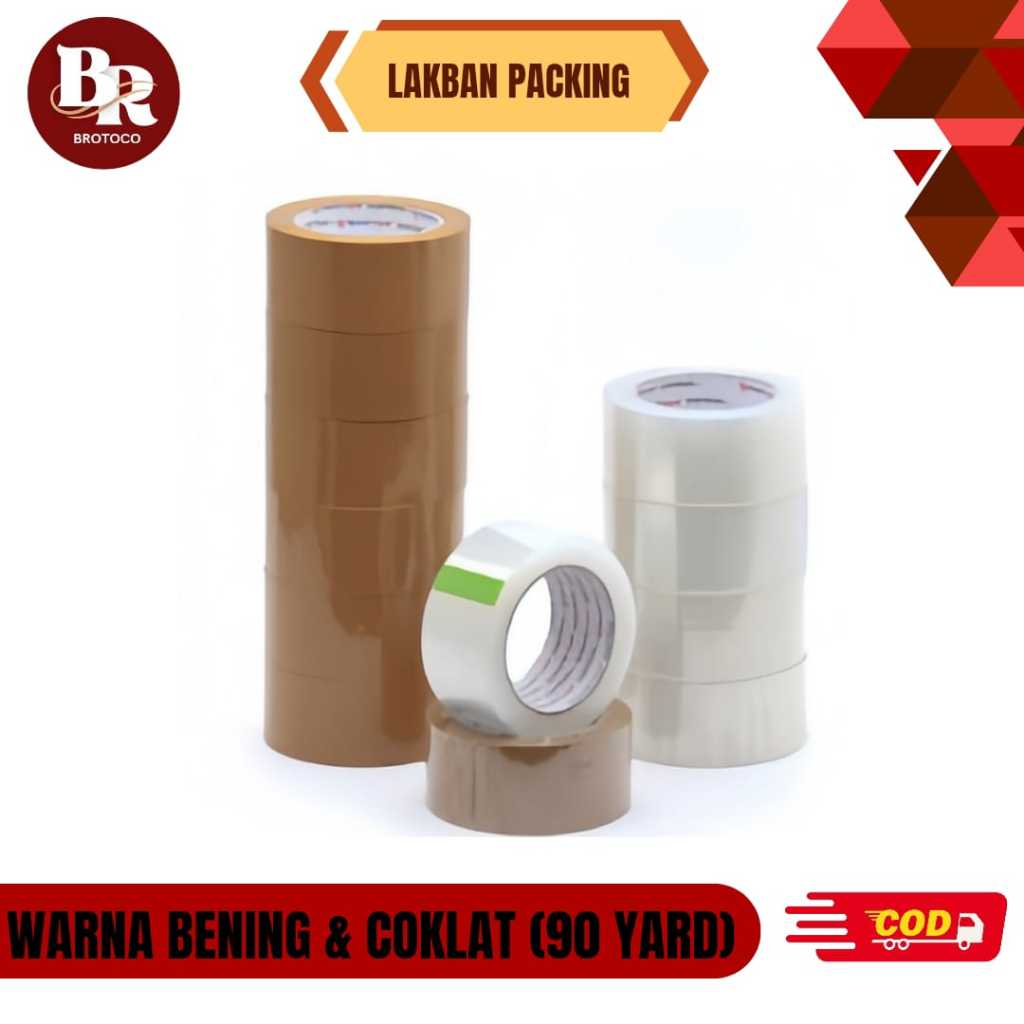 

[BROTOCO] Lakban Bening / Coklat 72 yard x 45 mm / 2 inch (Dikirim merk yang masih tersedia)