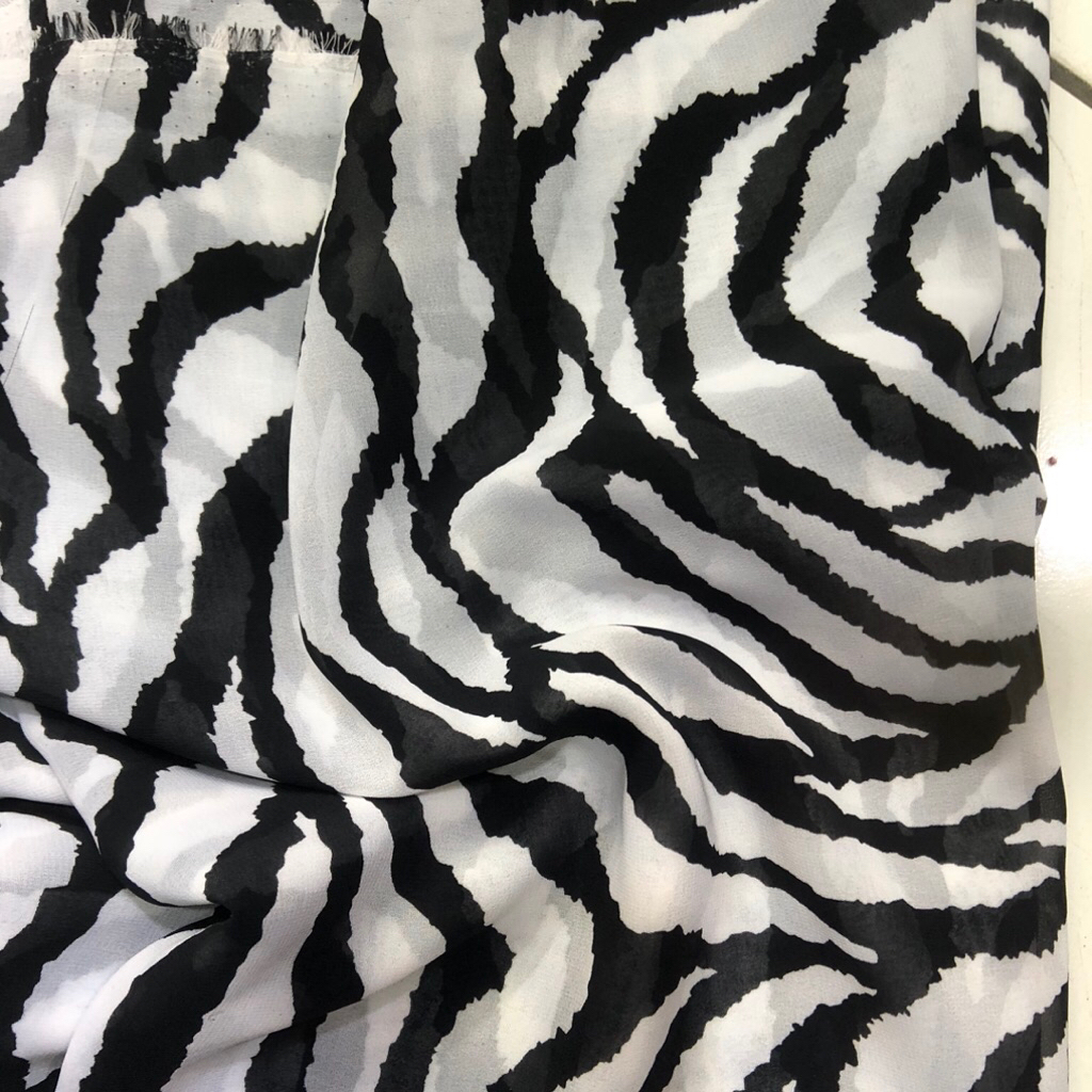 kain sifon motif zebra - kain sifon motif premium ant