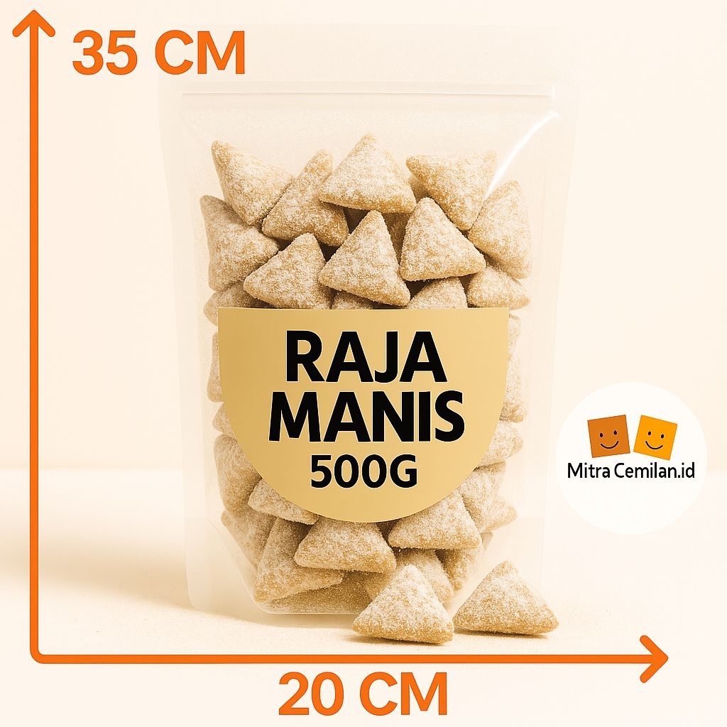 

RAJA MANIS 500 GRAM, SNACK GULA, SNACK SEGITIGA MANIS, RAJA MANIS GARING // SNACK MANIS MITRACEMILANID
