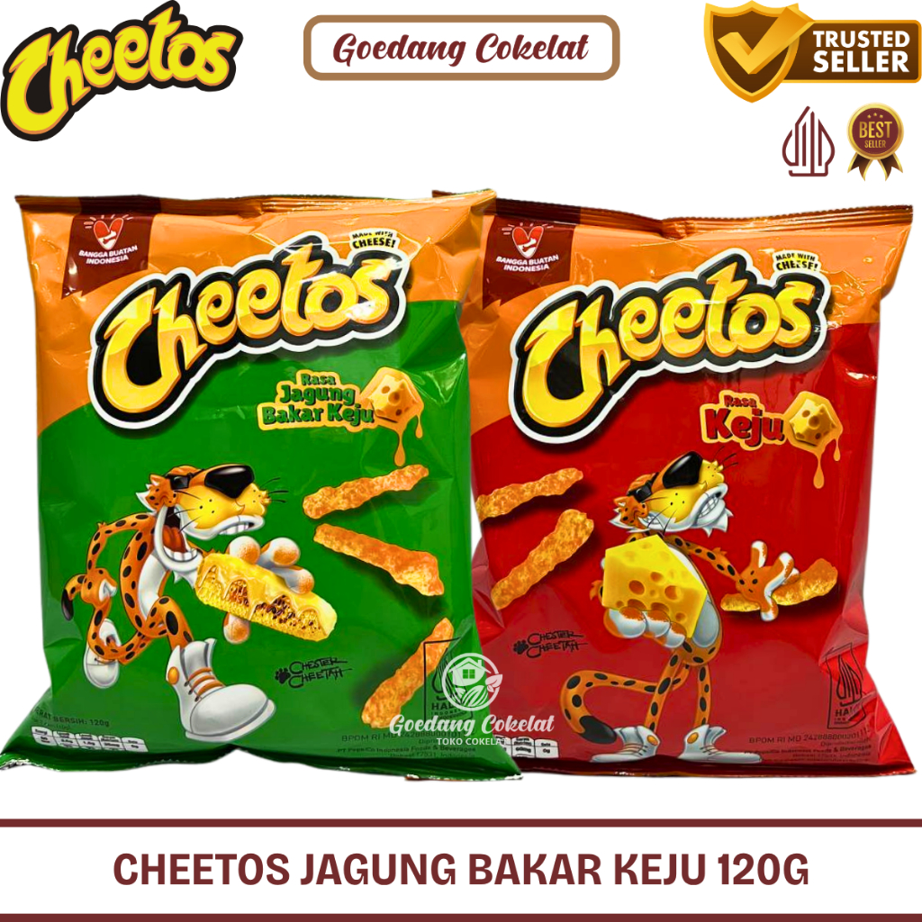 

Cheetos Snack Crunchy Cheddar Chiki Makanan Ringan Rasa Jagung Bakar Keju 120g