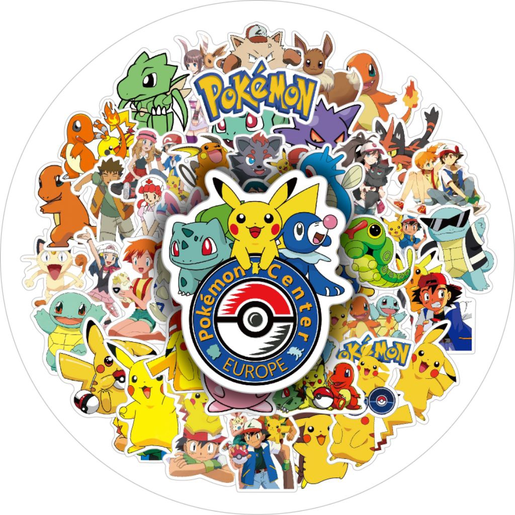 

[50 Pcs] DECO STICKER | STICKER DIY | JURNAL AESTHETIC [DS103] Pokemon untuk koper, kulkas, ponsel, dan laptop stiker hp laptop Tumbler