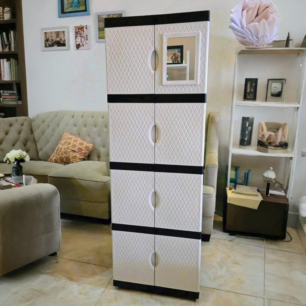 PXTON LEMARI PLASTIK 4 SUSUN + KACA MURAH