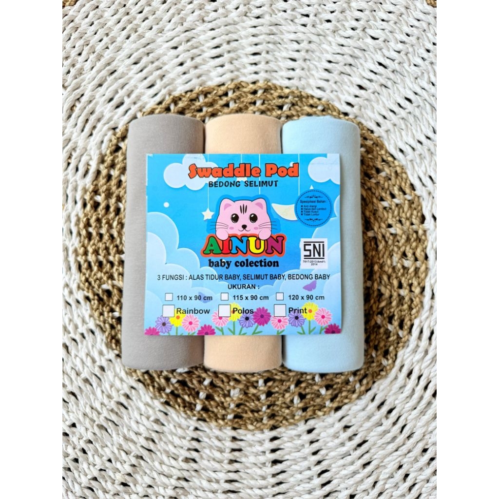 (3PCS) BEDONG BAYI RAINBOW ILHAM ORIGINAL Dan AINUN Sudah SNI Bahan Adem Lembut Uk 90X110CM