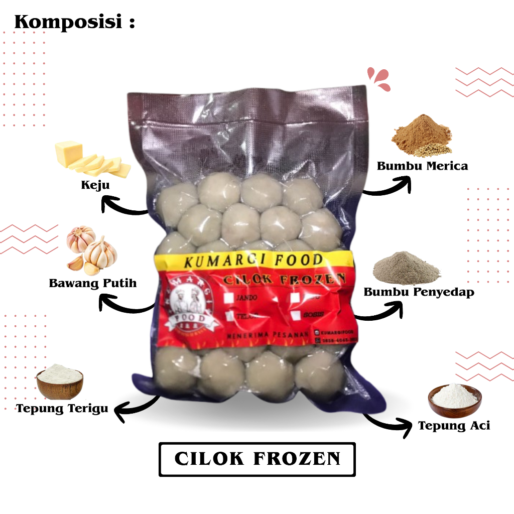 

KumargiFood | Cilok Isi Jando/Keju/Telur/Sosis – Isi 25/50/100/150 | Camilan Aci Kekinian