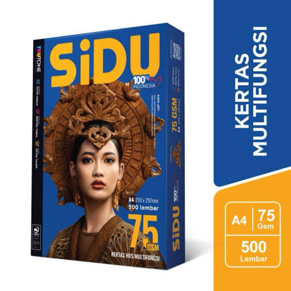

KERTAS HVS SIDU A4 75 GSM SATU RIM ISI 500 LEMBAR