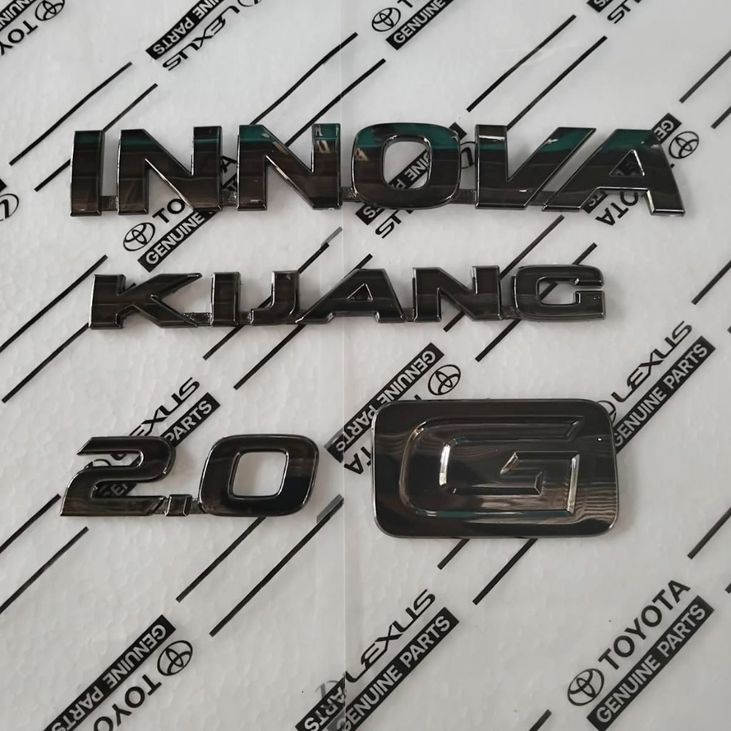 Emblem bagasi belakang INNOVA REBORN tulisan INNOVA KIJANG 2.0 V Q G BLACK CHROME