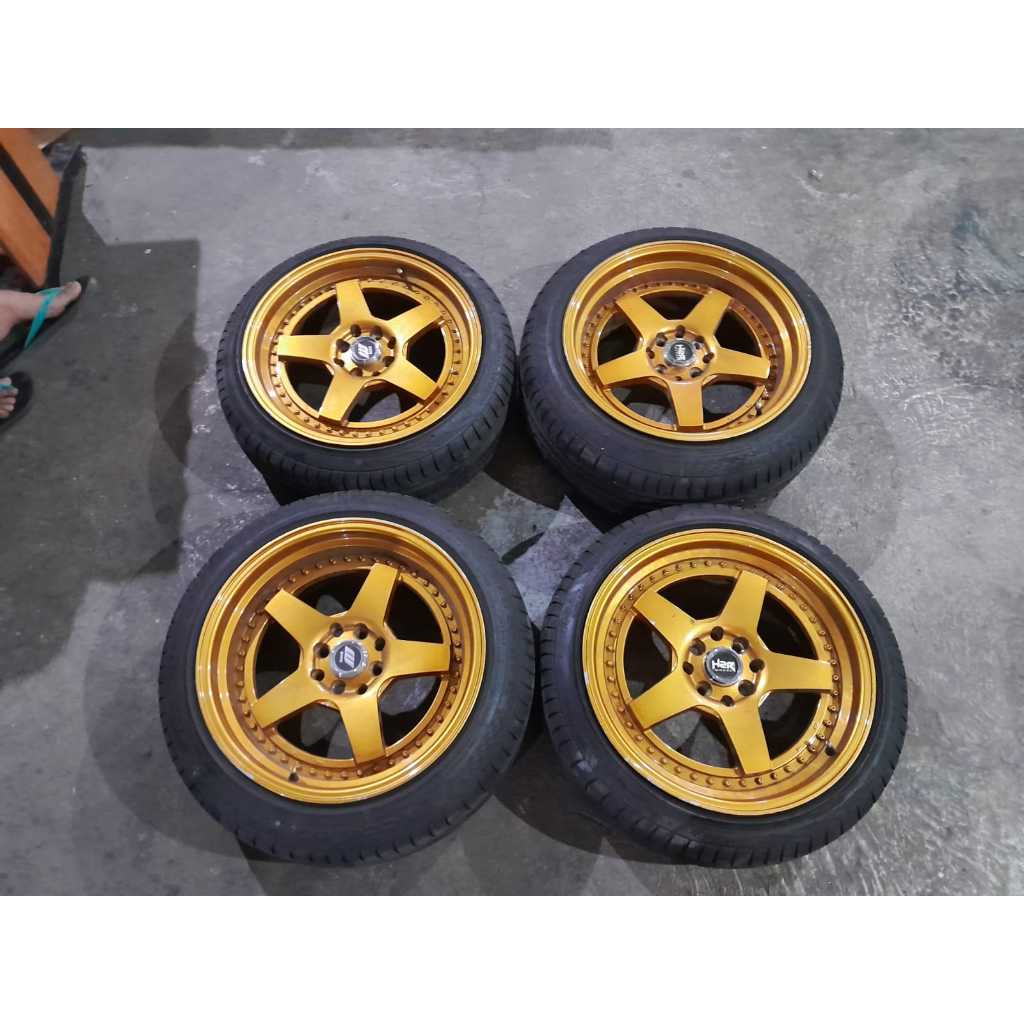 VELG MOBIL RACING RING 17 LEBAR 8/9 LUBANG BAUT PCD 4X100, 4X114 + BAN ACCELERA 205 45 R17 PELEK