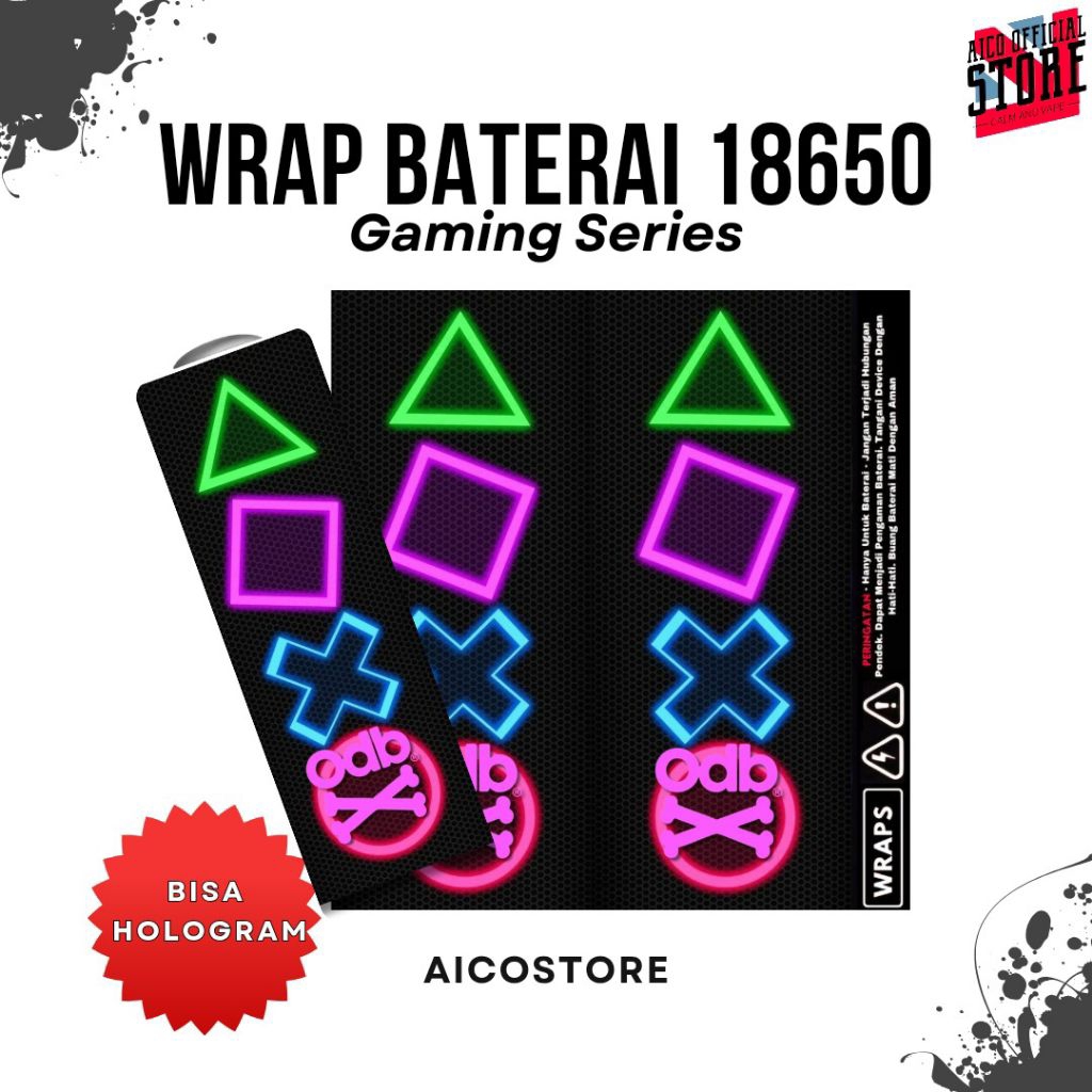 

FAMSTORE - Pelindung Baterai 18650 Stiker Skin Wrap Baterai Motif Gaming | Squid game Anti Gores Dan Anti Air waterproof