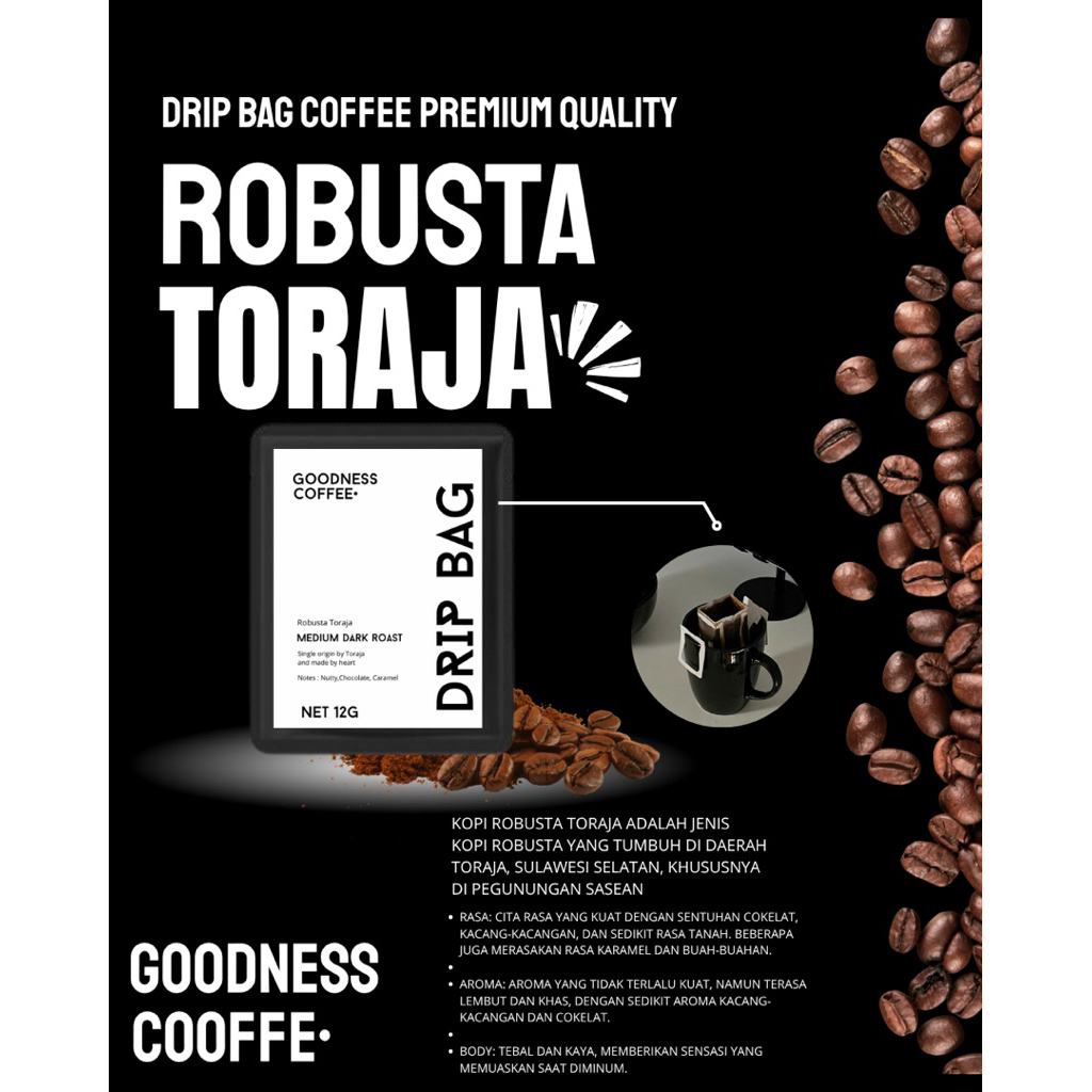 

Kopi Sachet Dripbag Robusta Toraja Single Origin 100% Authentic