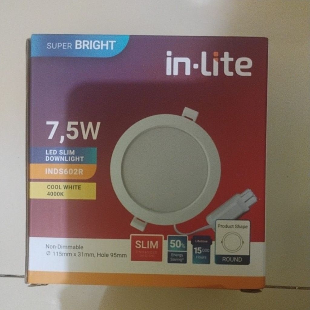 lampu downlight in lite 7,5 watt