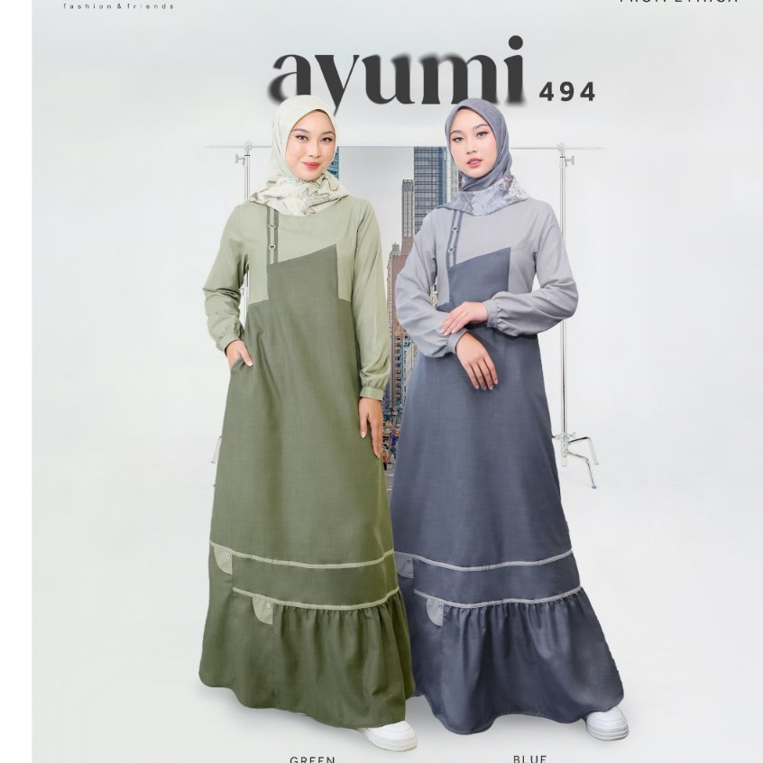 GAMIS ETHICA AYUMI 494 BAHAN VALDENA MODEL BAJU MUSLIM WANITA GAMIS DAILY BUSUI FRIENDLY KEKINIAN