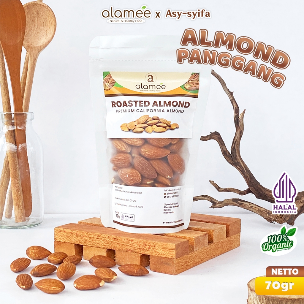 

Roasted Almond Organic Kacang Panggang Kupas Premium Mini Travel Size Tester Organik