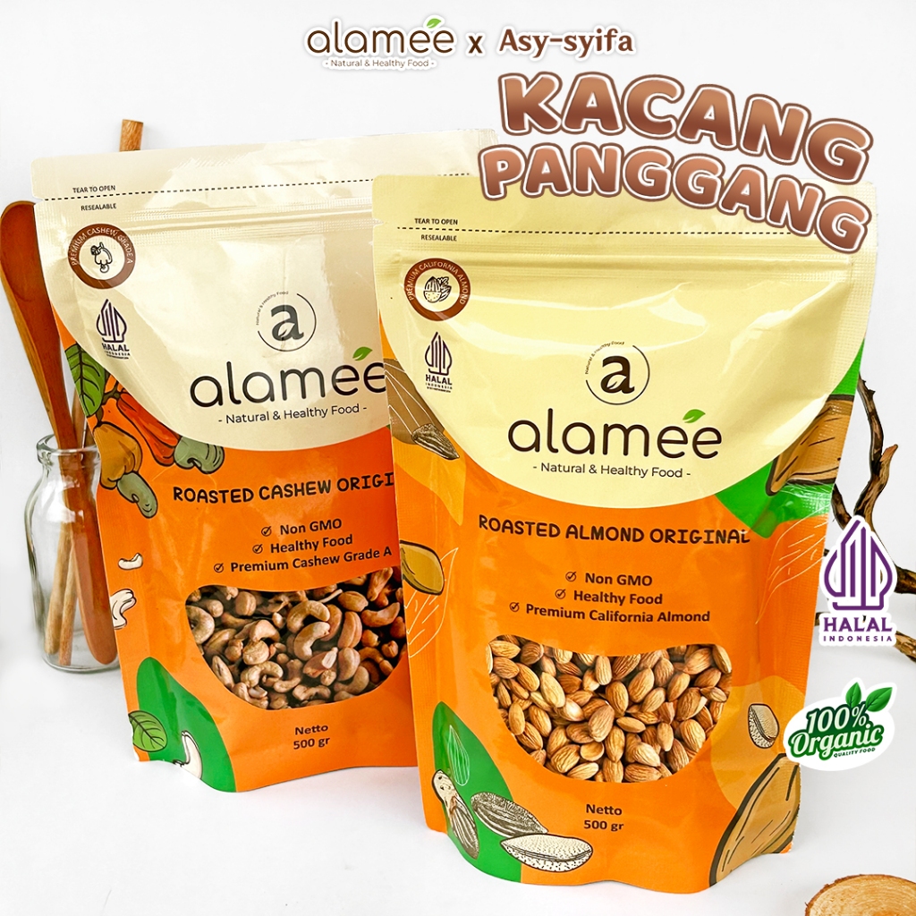 

Kacang Almond Almon Mede Walnut Pistachio Kupas Panggang Premium Roast Roasted Oven Siap Makan