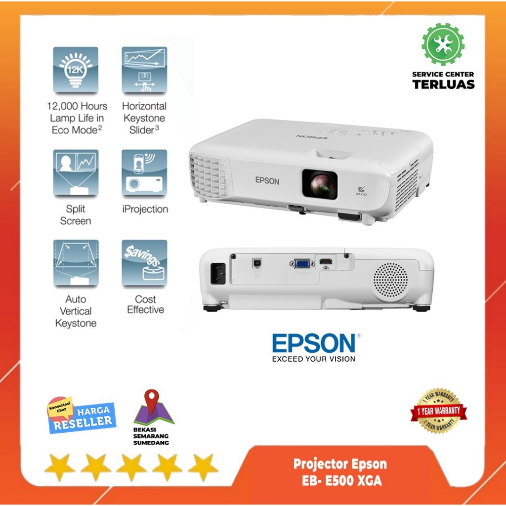 PROYEKTOR EPSON EB E500 XGA 3LCD 3300 ORIGINAL