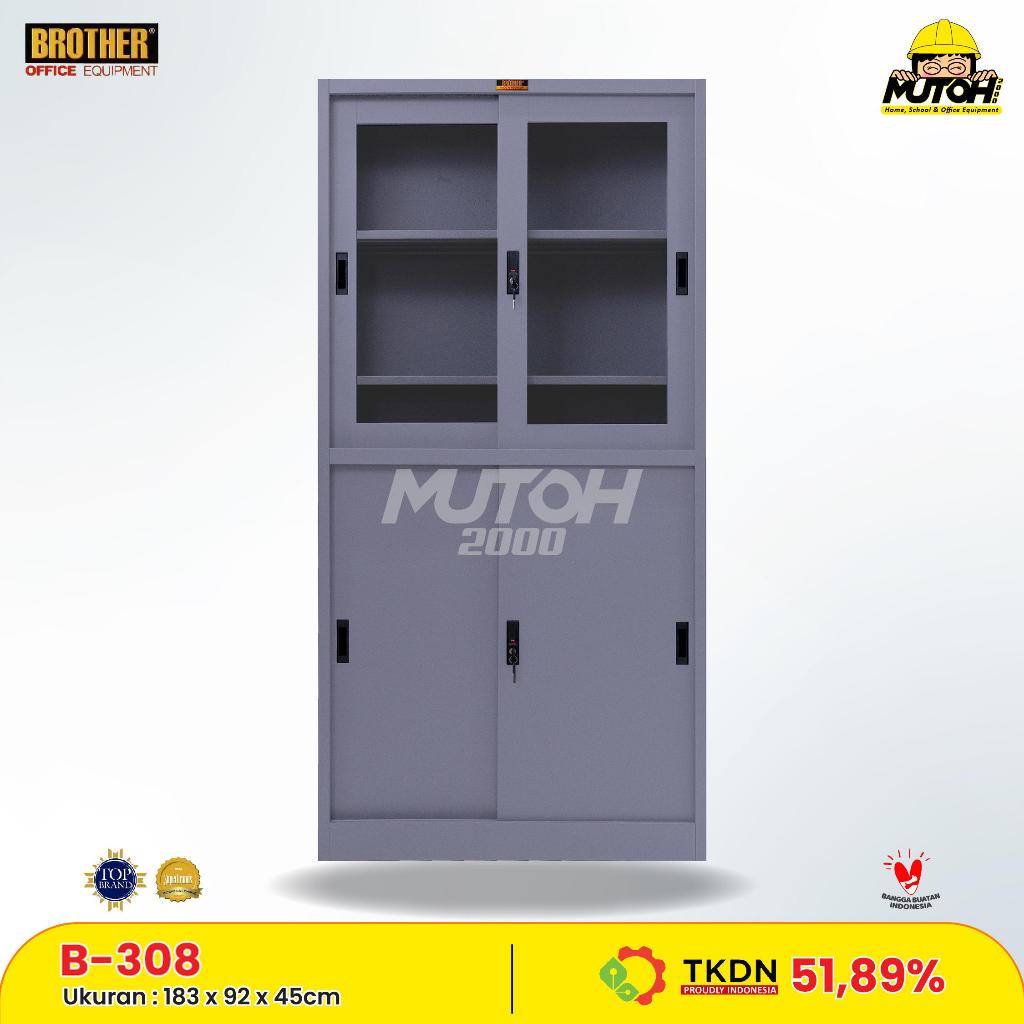 Lemari arsip besi BROTHER B-308 - 2 Pintu Kombinasi Sliding Bersertifikat TKDN