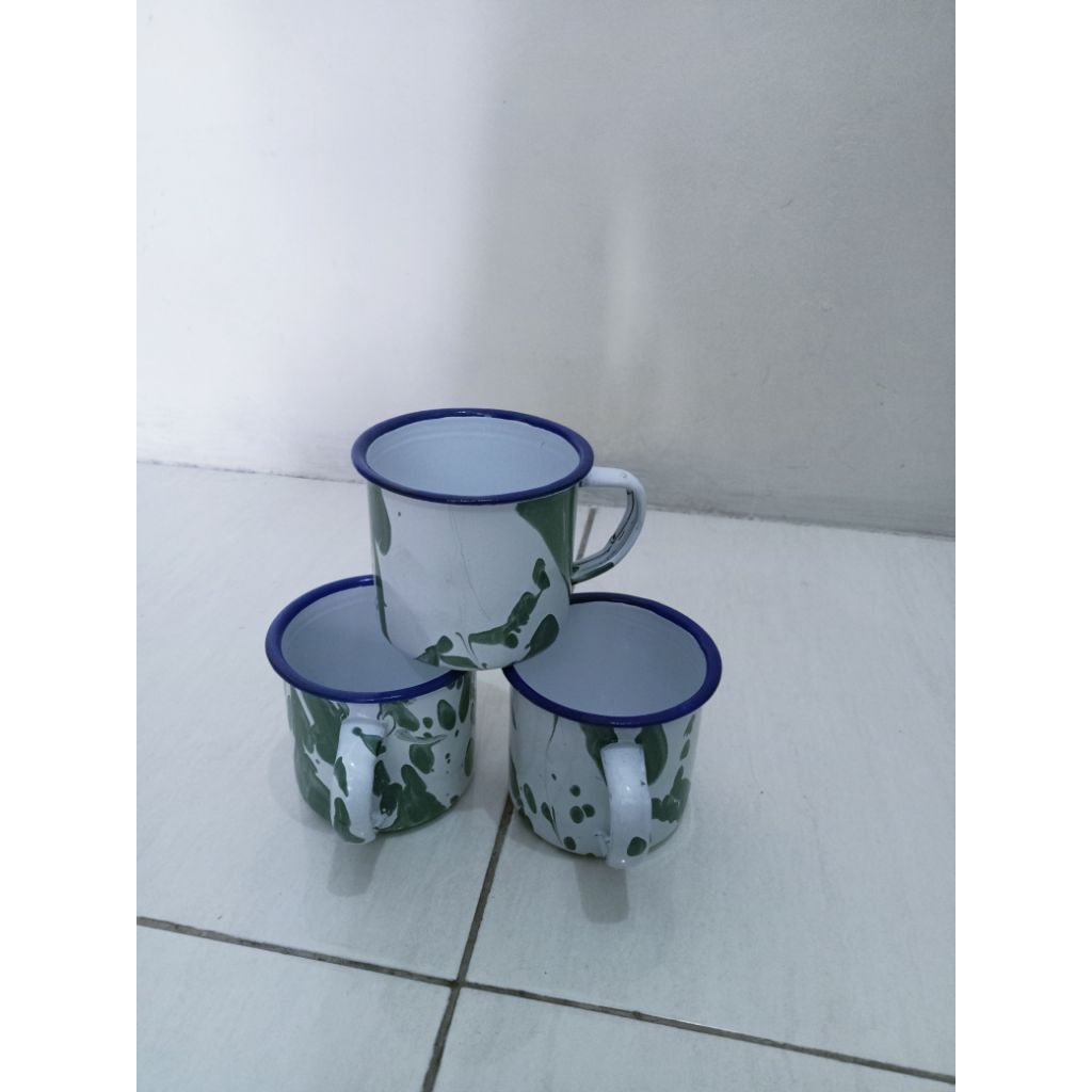cangkir jadul /mug enamel blirik(loreng)