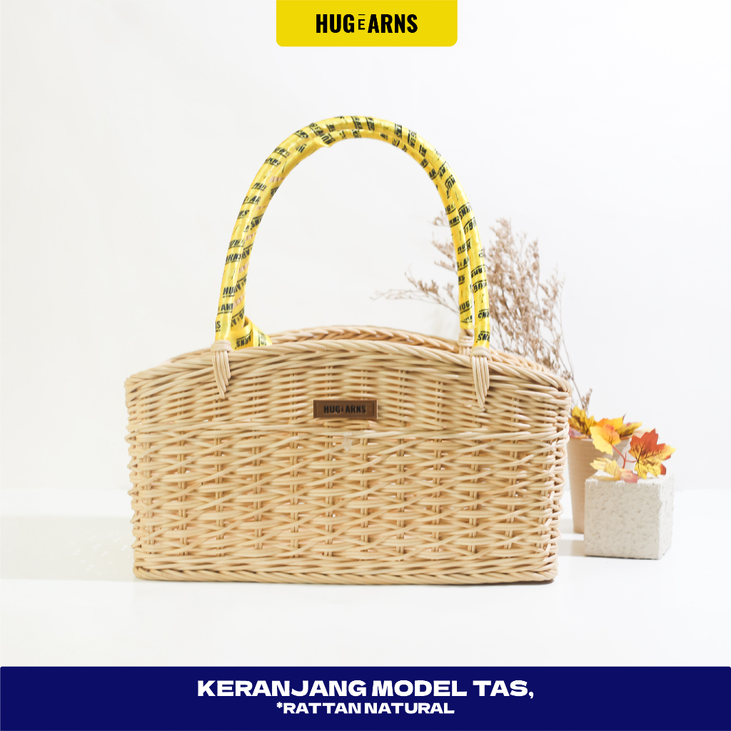 HUGeARNS - Tas Keranjang Rotan Tas Hampers Rotan Terbaru / Keranjang Rotan Persegi / Tas Keranjang B