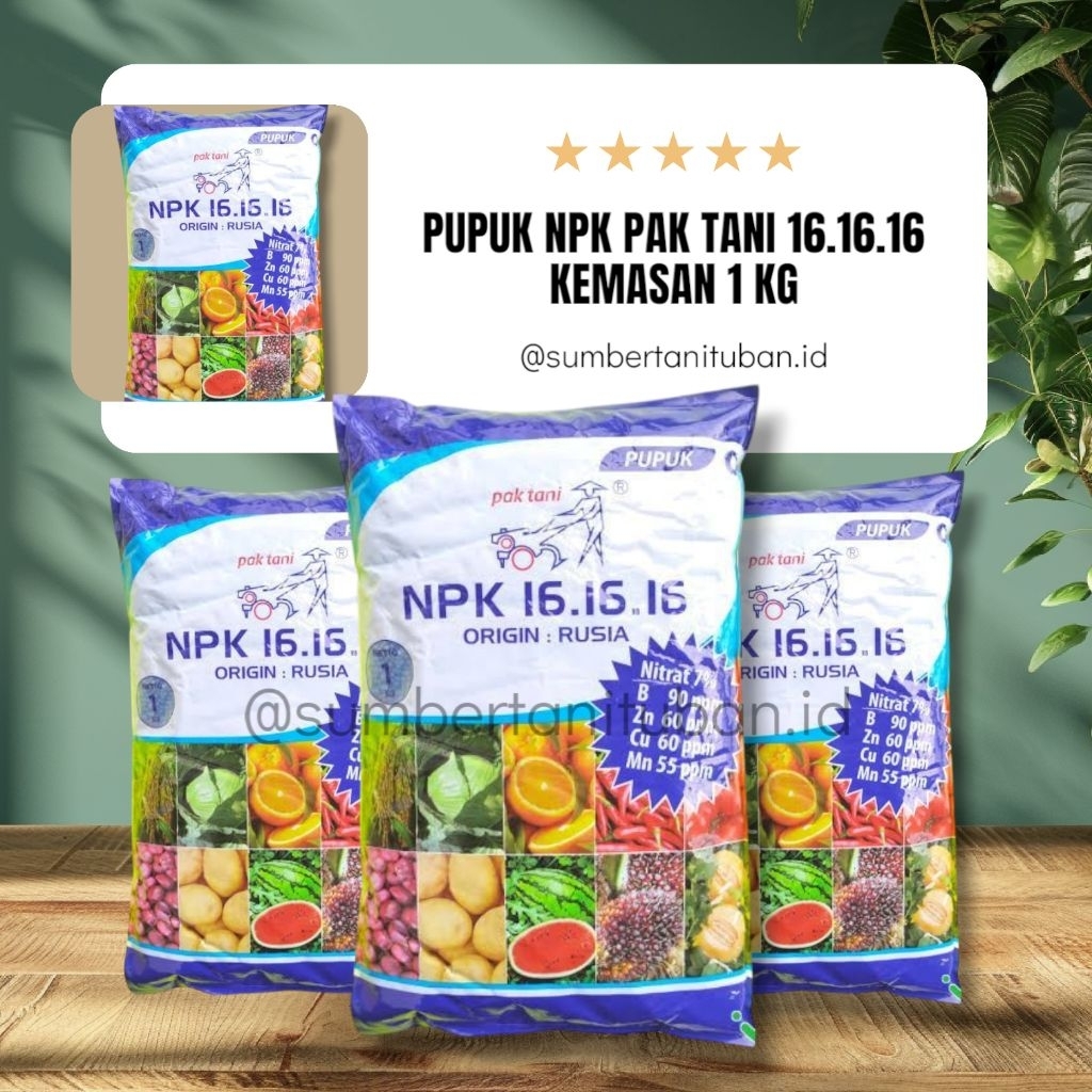 PUPUK GRANULAR & MAJEMUK NPK PAK TANI 16.16.16 (KEMASAN 1 KG)