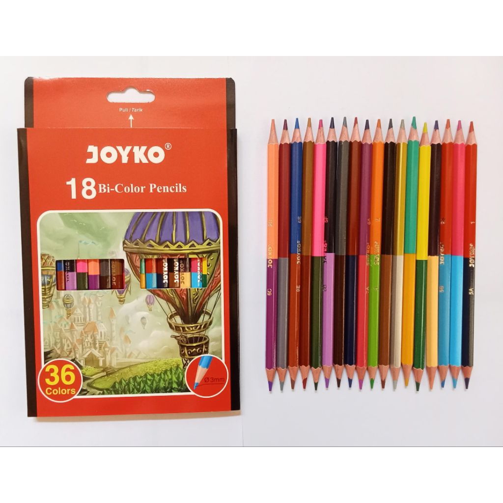

(1 pcs) PENSIL WARNA JOYKO BICOLOR 18 PENSIL 36 WARNA