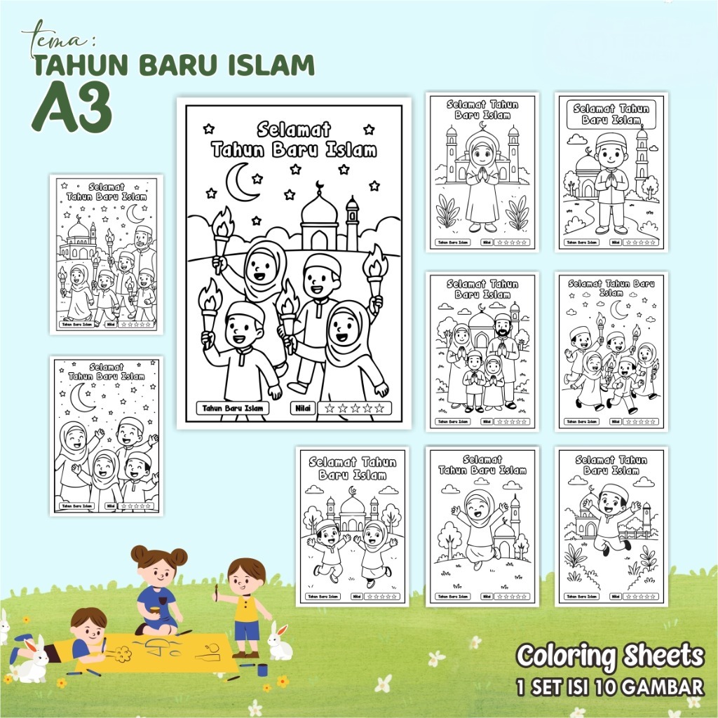 

COLORING SHEETS A3 TEMA TAHUN BARU ISLAM - KERTAS MEWARNAI - MEDIA BELAJAR ANAK READY STOCK