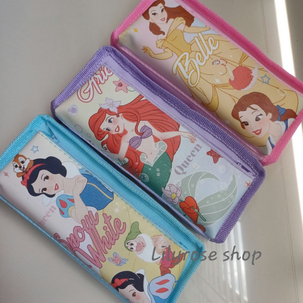 

Kotak pensil case canvas 2 ruang B051 DISNEY PRINCESS ariel mermaid belle snow white