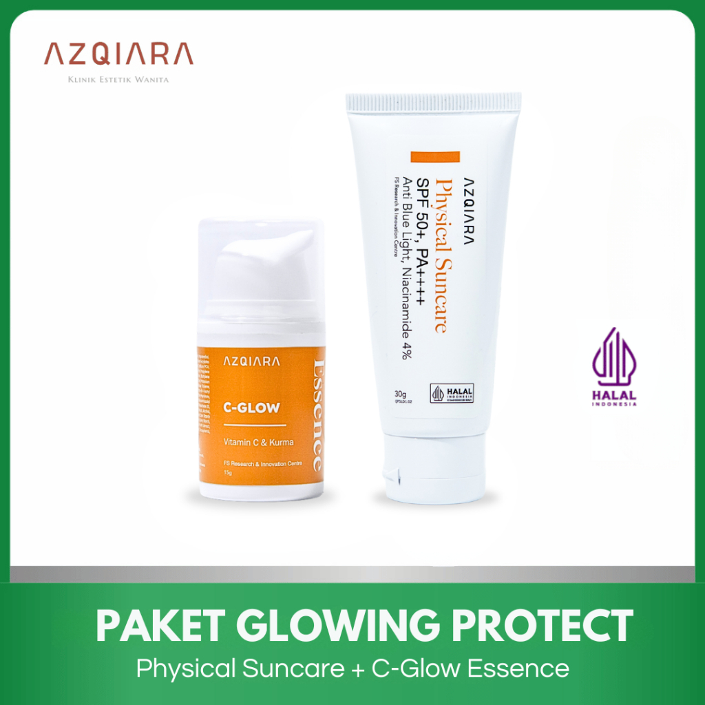 Paket Glowing Protect AZQIARA (Physical Suncare + C-Glow Essence)