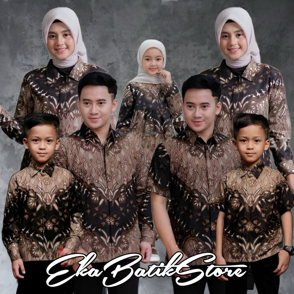 Baju Batik Couple Keluarga Motif Keris Coklat Batik Couple Pasangan//Seragam Batik Sarimbitan