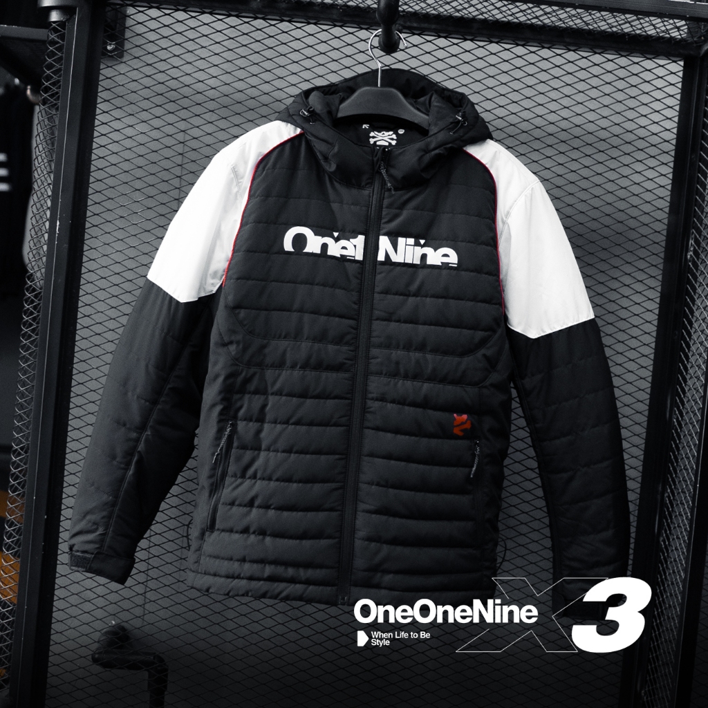 Oneonenine Ksr Jaket Puffer Nomad X3 Black White Series - Jaket Gelembung Motor Sport