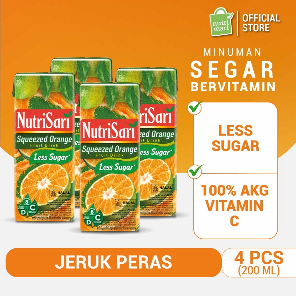 

4 Pack - NutriSari RTD Squeezed Orange 200 ml - Minuman Jeruk Peras Vitamin C