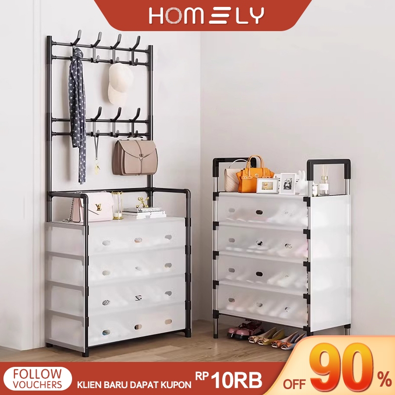 Rak Sepatu Tertutup Anti Debu Serbaguna, Gantungan Tas Pakaian/ Rak Penyimpanan Dengan Penutup/Penyi