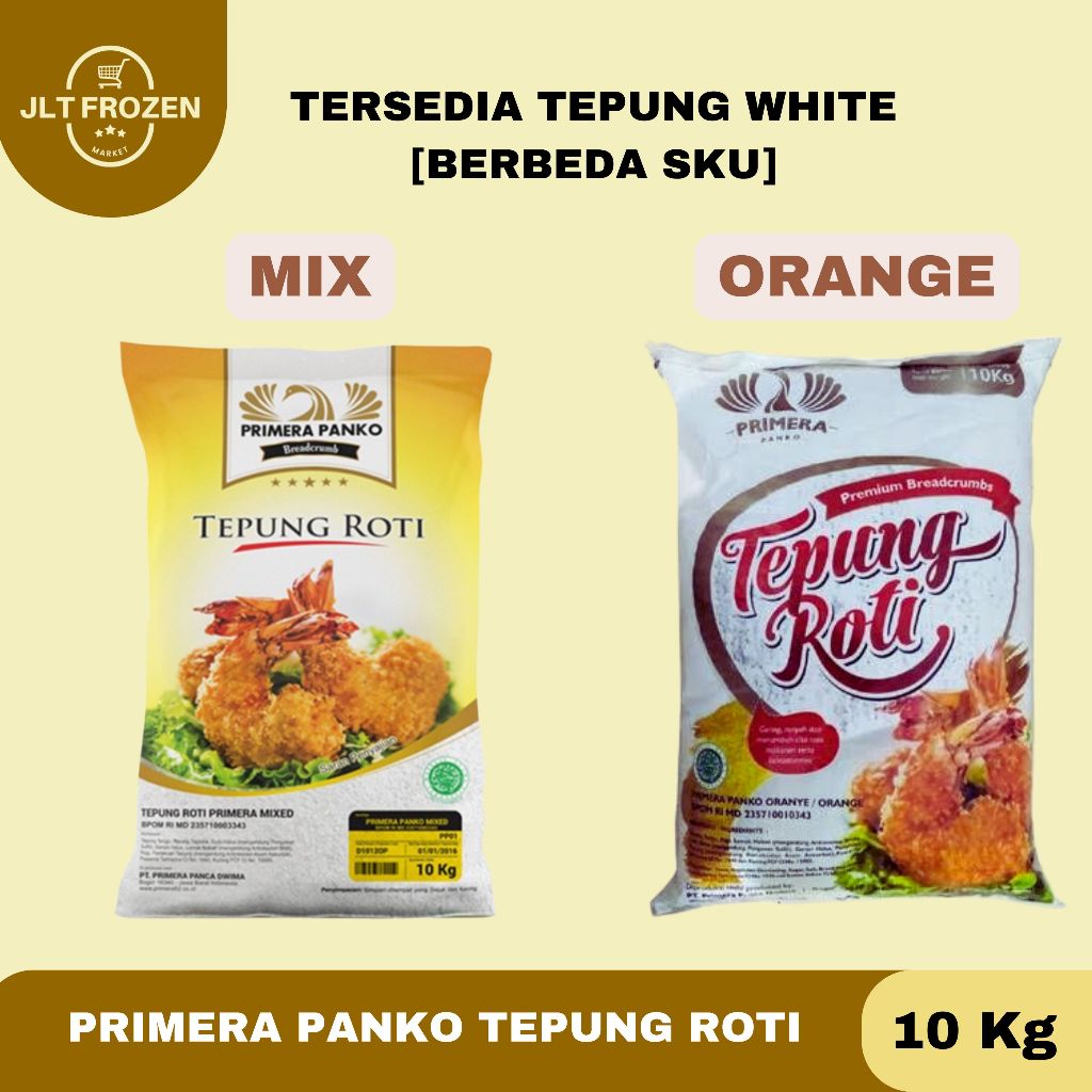 

Primera Panko Tepung Roti / Tepung Panko / Bread Crumbs Mix Orange / White - 10kg