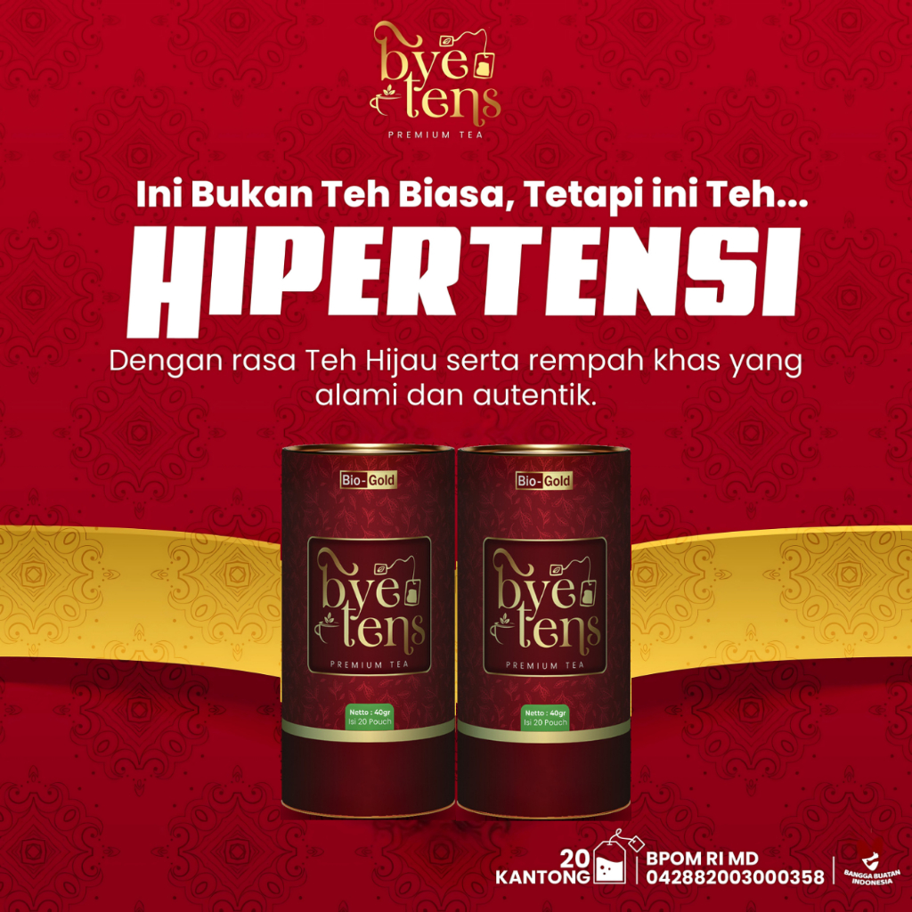 

【Paket 2 Kaleng】Bye Tens Premium Tea - Isi 40 Teh Celup Herbal Seledri, Mengkudu Penurun Darah Tinggi & Hipertensi