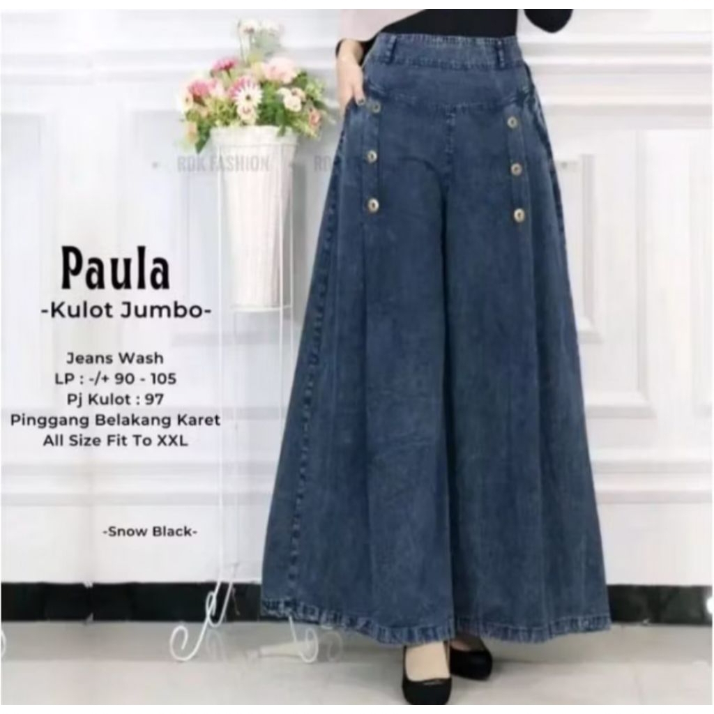 Celana Kulot Paula Jumbo Snow Jeans Wanita / Celana Kulot Jeans Wanita Celana Kulot Paula Jumbo Snow