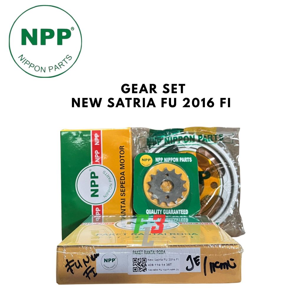 GEAR SET NEW SATRIA FU 2016 FI (428-116-14 38T) GEAR SET CHAIN KIT NPP ORIGINAL