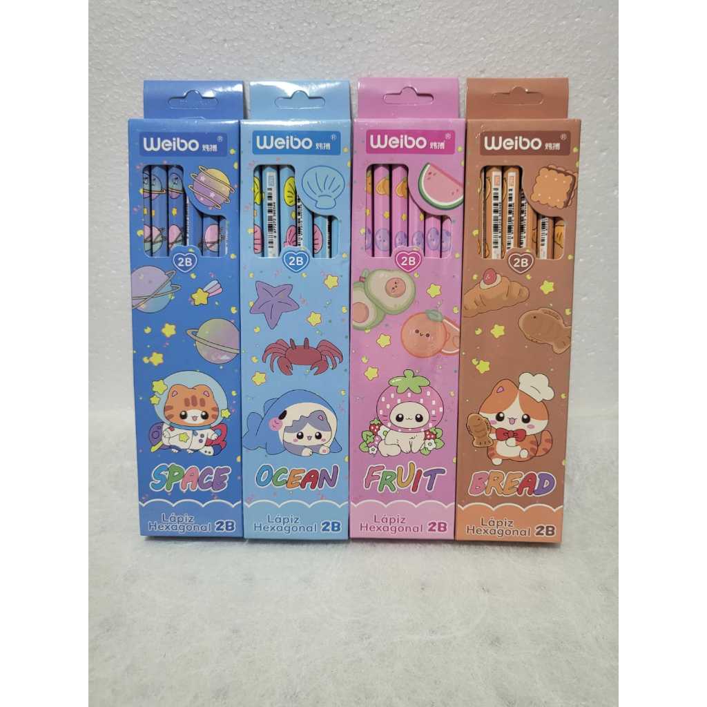 

WEIBO Pensil Penghapus Alat Tulis 2B Ujian Komputer Sekolah Kantor Kuat Kayu isi 12 Pcs Kucing Lucu